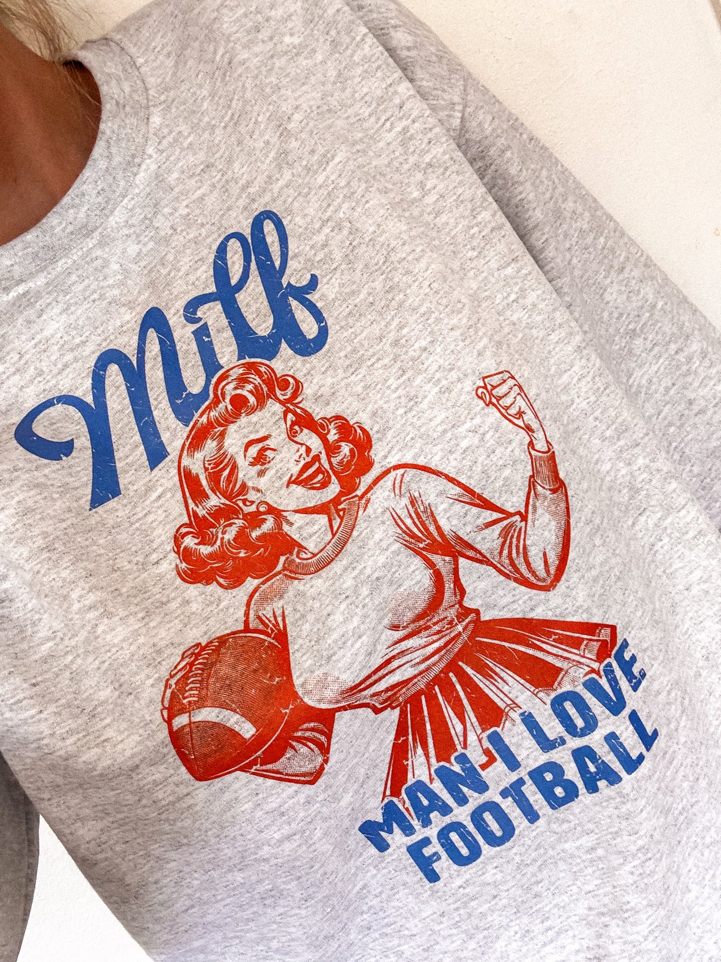 MILF Football Sweatshirt | Retro “Man I Love Football” Graphic Crewneck | Funny Game Day Shirt | Women’s Fall Football Outfit | Gift for Sports Fans