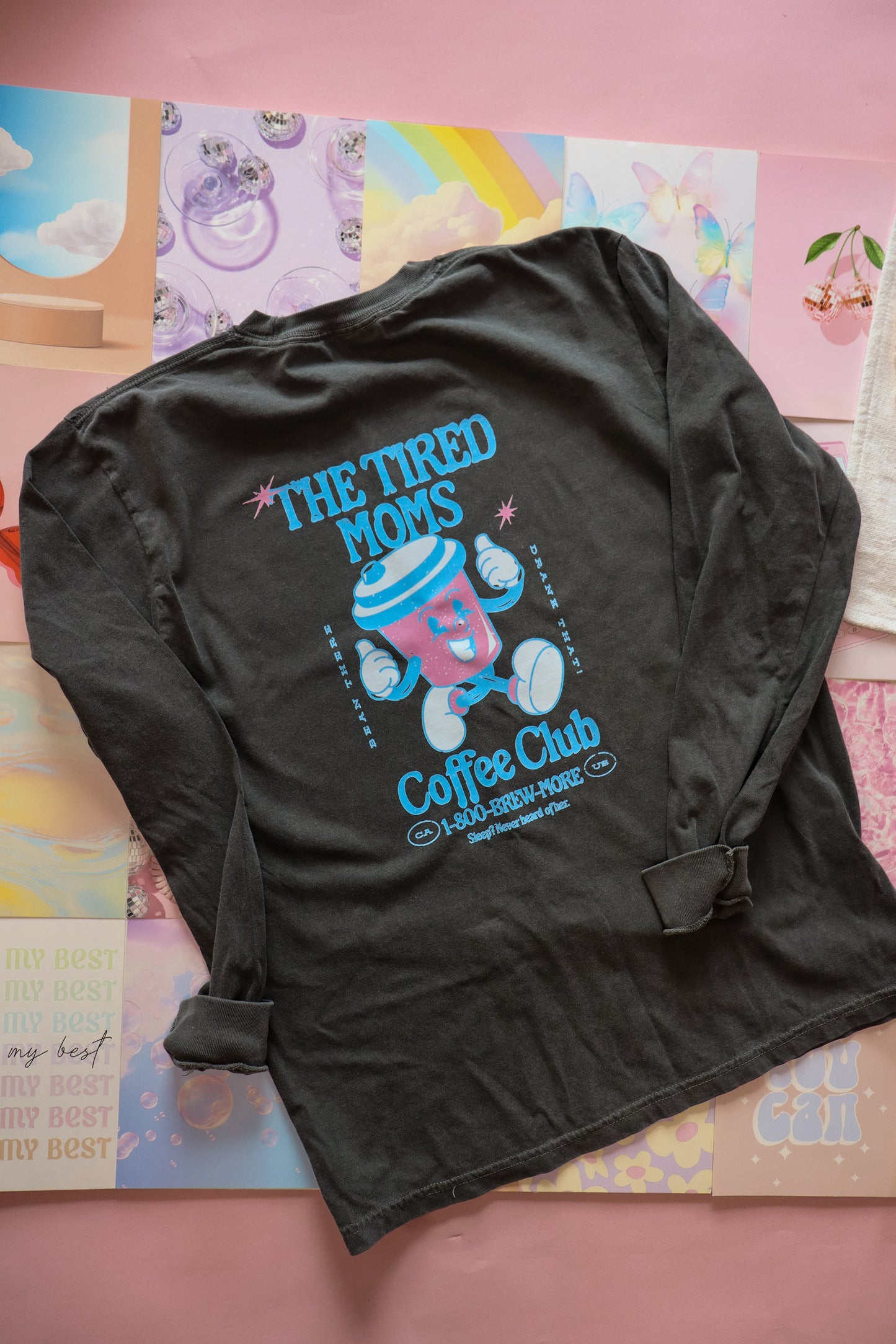 SZ M LONG SLEEVE TIRED MOMS COFFEE