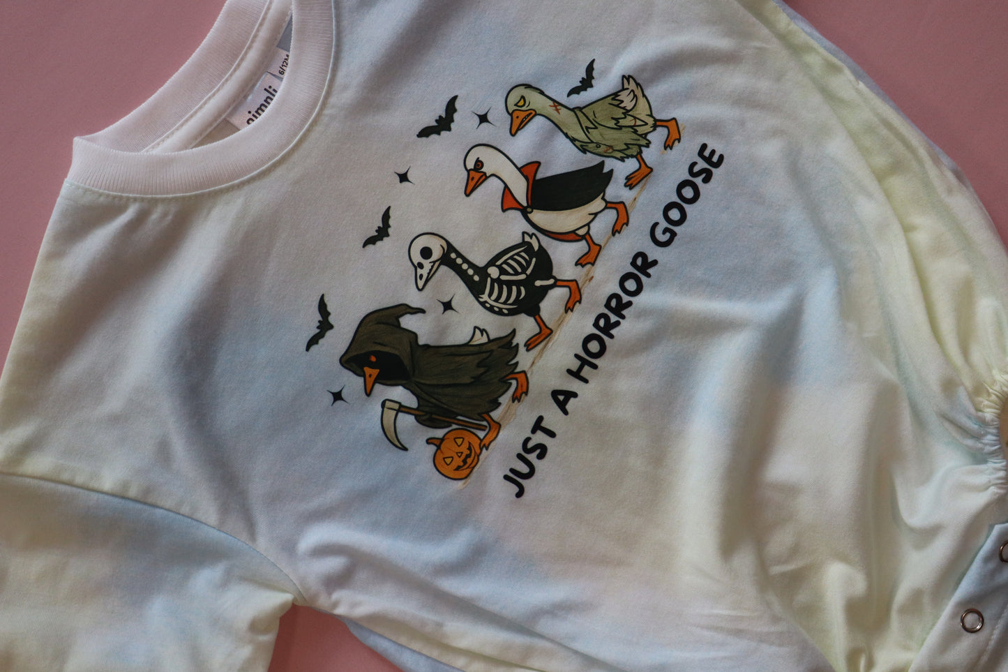 SIZE 6-12M HORROR GOOSE BUBBLE ROMPER