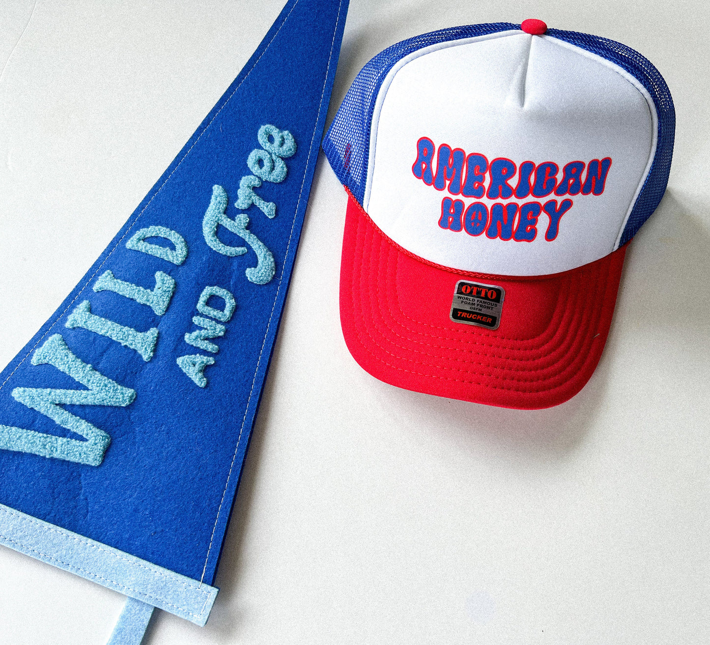 Patriotic Trucker Hat, Womens Trucker Hat, Trendy Summer Hat, Red White and Blue Trucker Hat, American Honey Trucker Hat, Women's Trendy Hat
