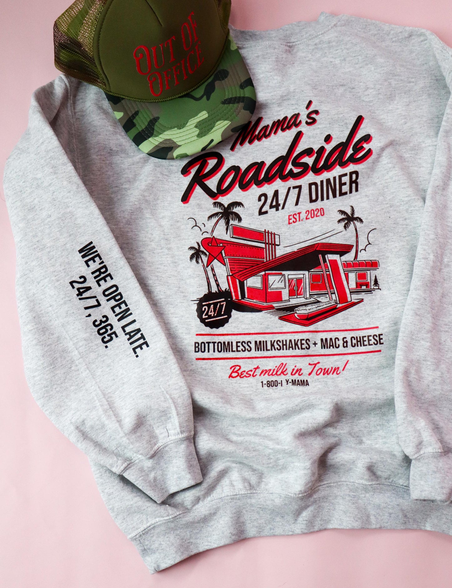 Mama’s Diner Graphic Sweatshirt, Funny Nursing Mom Crewneck, Breastfeeding Gift for Mom, Retro Oversized Mom Sweater Trendy Mom Life Apparel