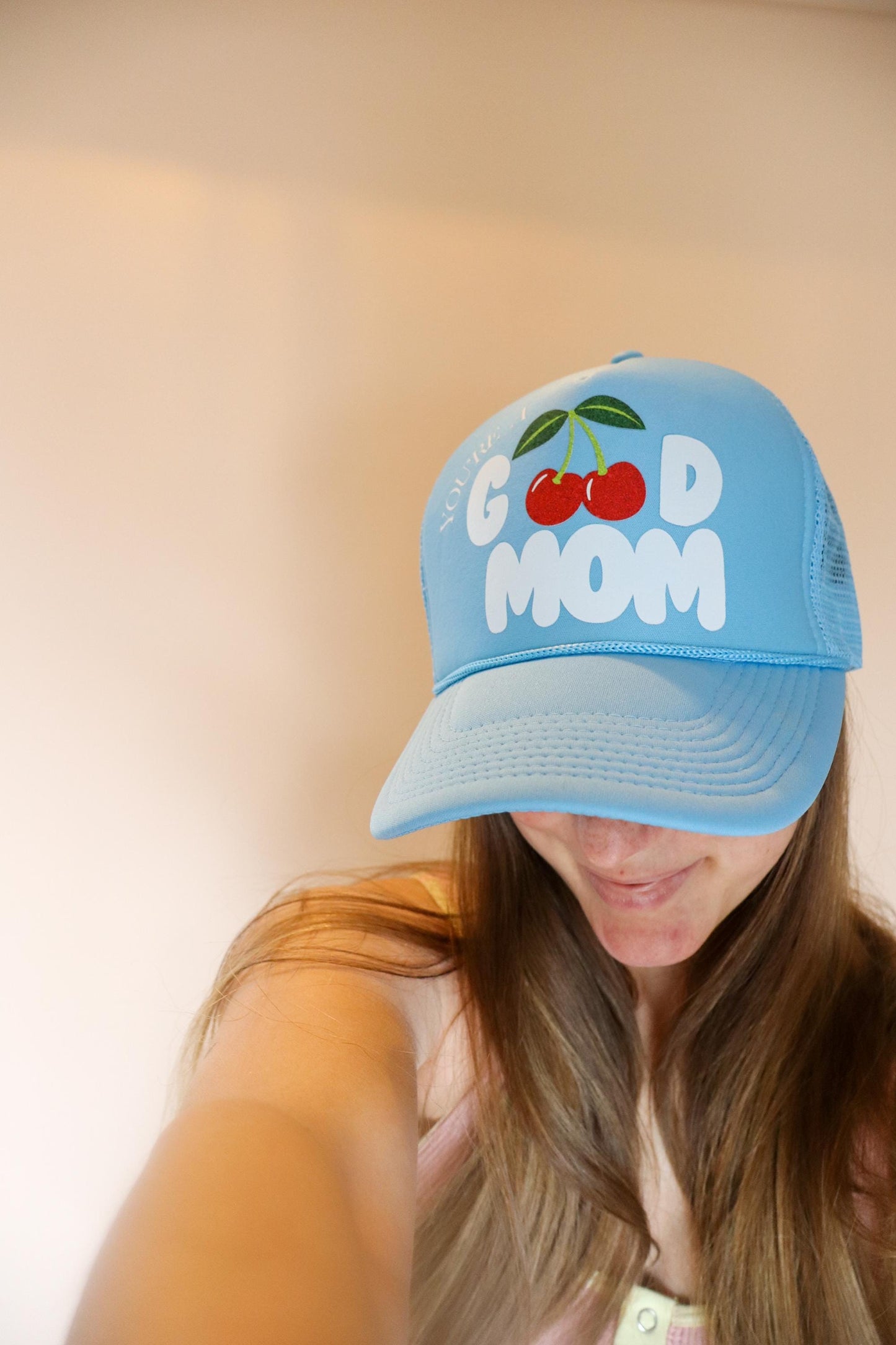 You’re a Good Mom Trucker Hat | Cute Mom Hat | Retro Cherry Hat | Aesthetic Foam Mesh Cap | Trendy Mom Gift | Cool Mom Accessories
