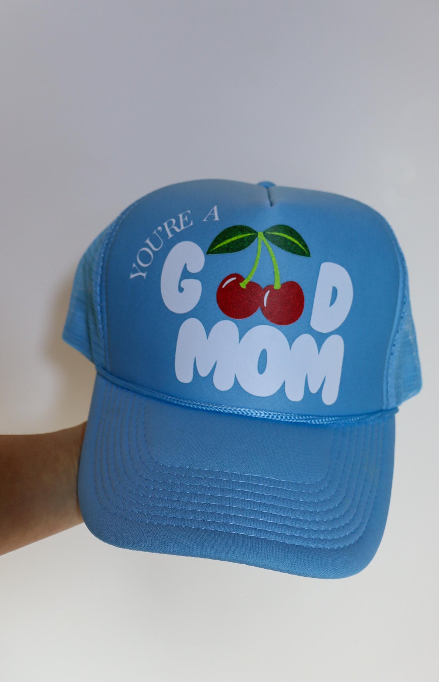 You’re a Good Mom Trucker Hat | Cute Mom Hat | Retro Cherry Hat | Aesthetic Foam Mesh Cap | Trendy Mom Gift | Cool Mom Accessories