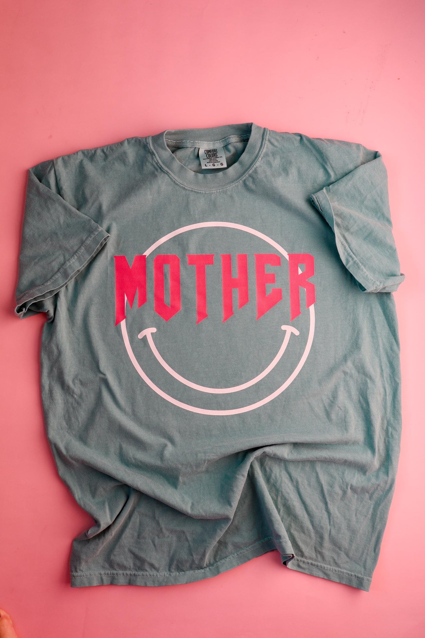 Comfort ColorsĀ® Mom Shirt | Retro Mother Shirt | Mother's Day Gift for Mom | Vintage Mom Tee | Seafoam Comfort Colors Tee | Happy Face Mom