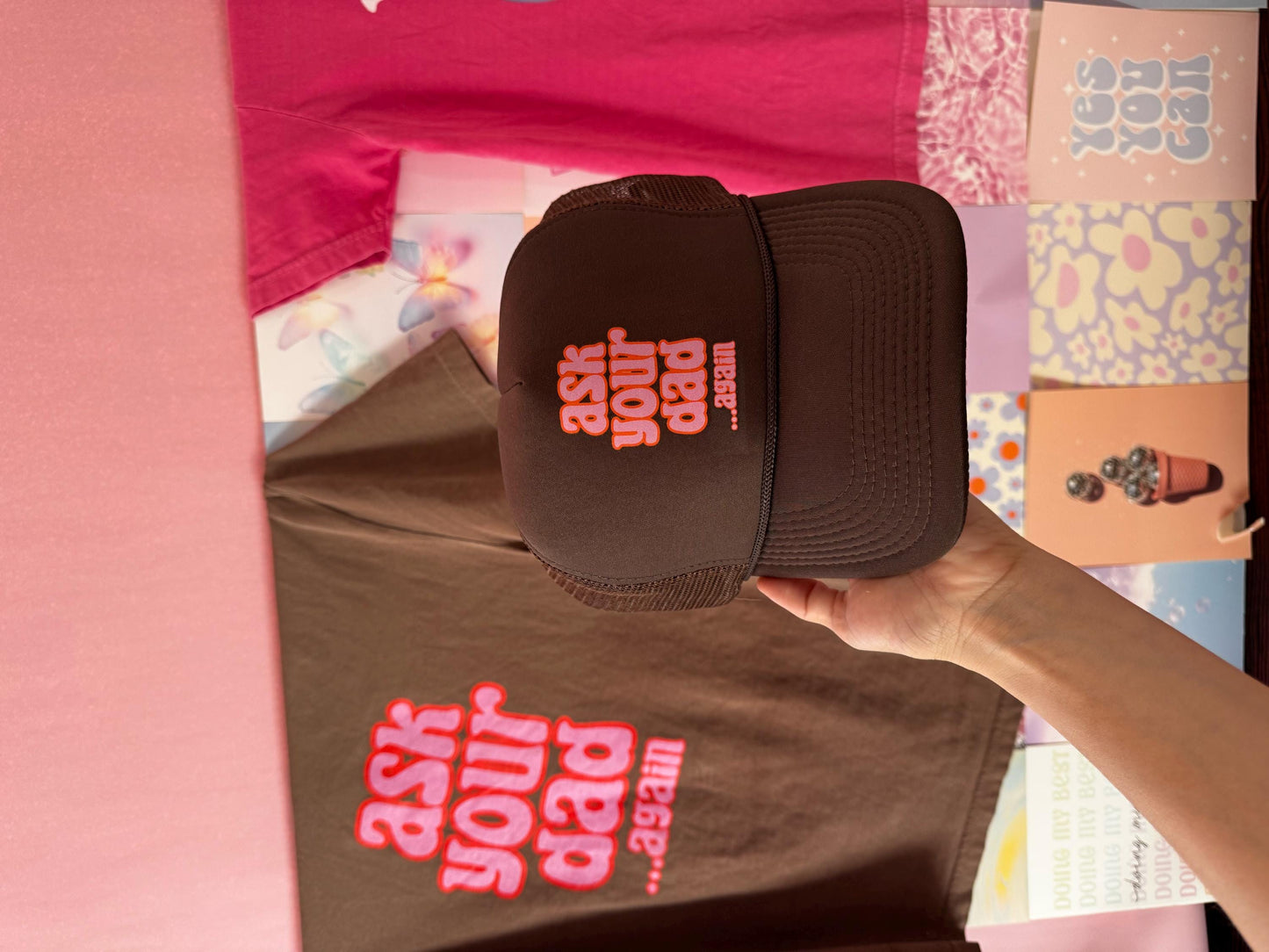 Go Ask Your Dad Trucker Hat, Mama Trucker Hat, BROWN Trucker Hat Women, GIFT for Her, Trendy Trucker Hats for Women, Mother’s Day Gift Mom