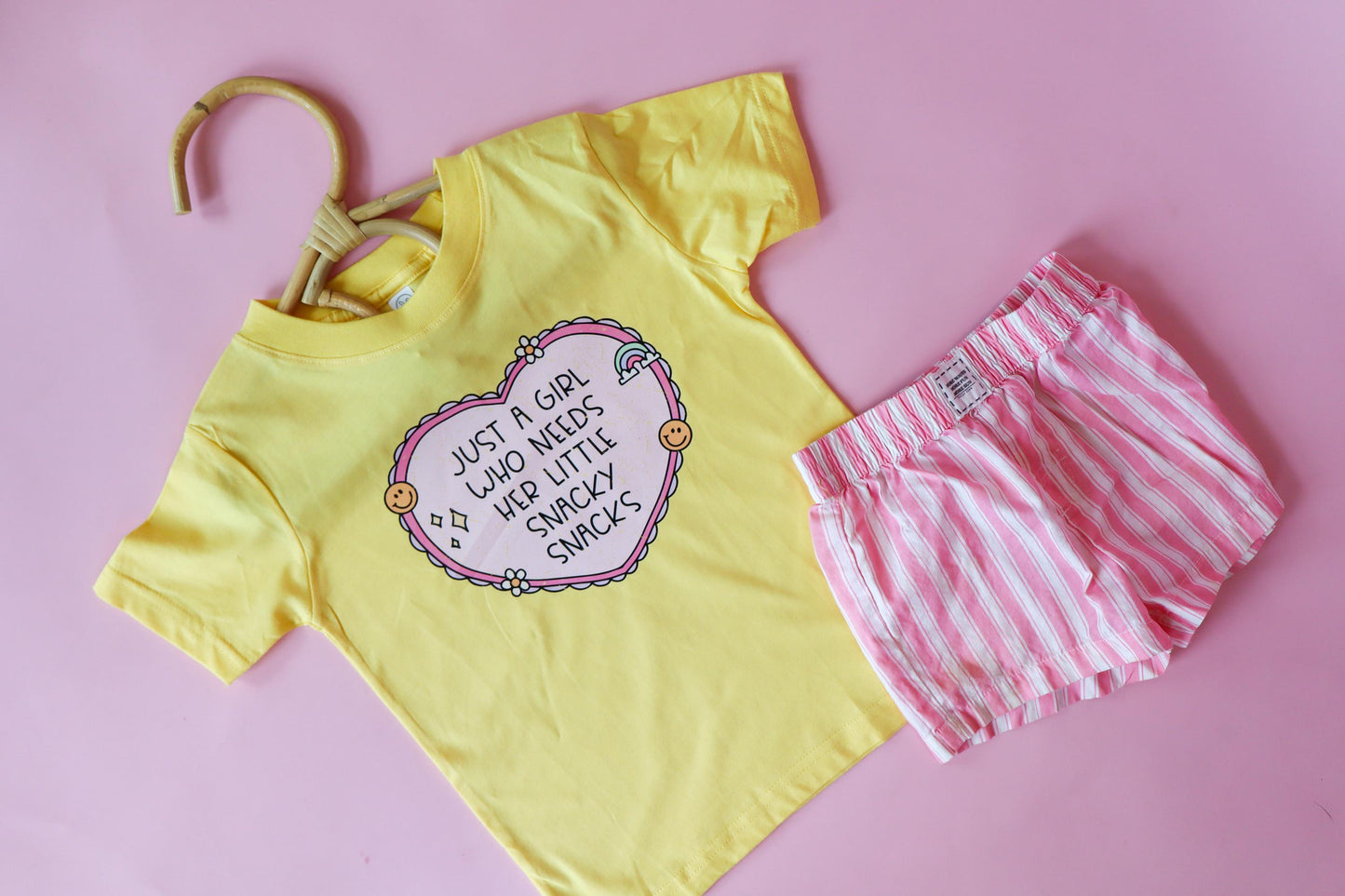 Funny Toddler Girl Snack T-Shirt, Butter Yellow Tee