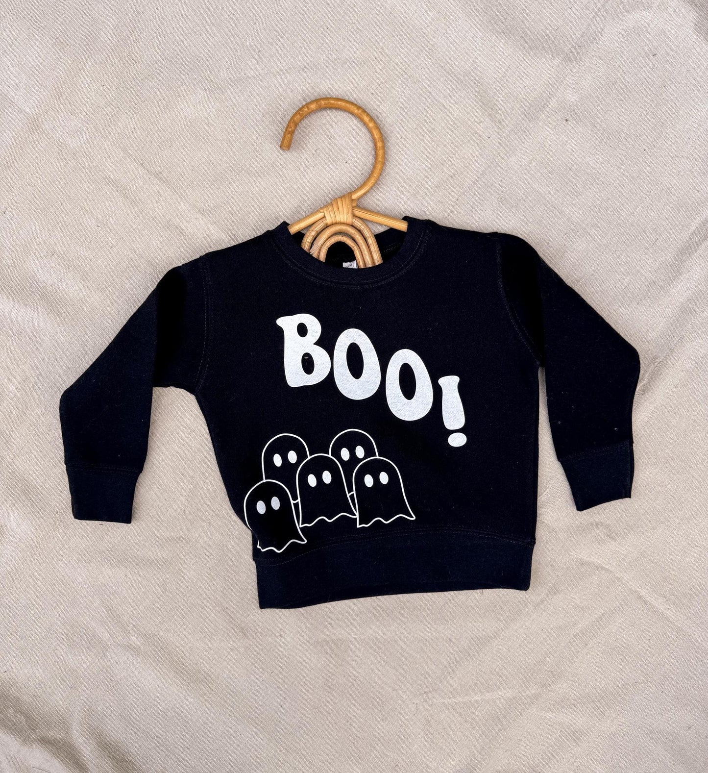 Mommy and me Halloween ghost t shirts in black with BOO design