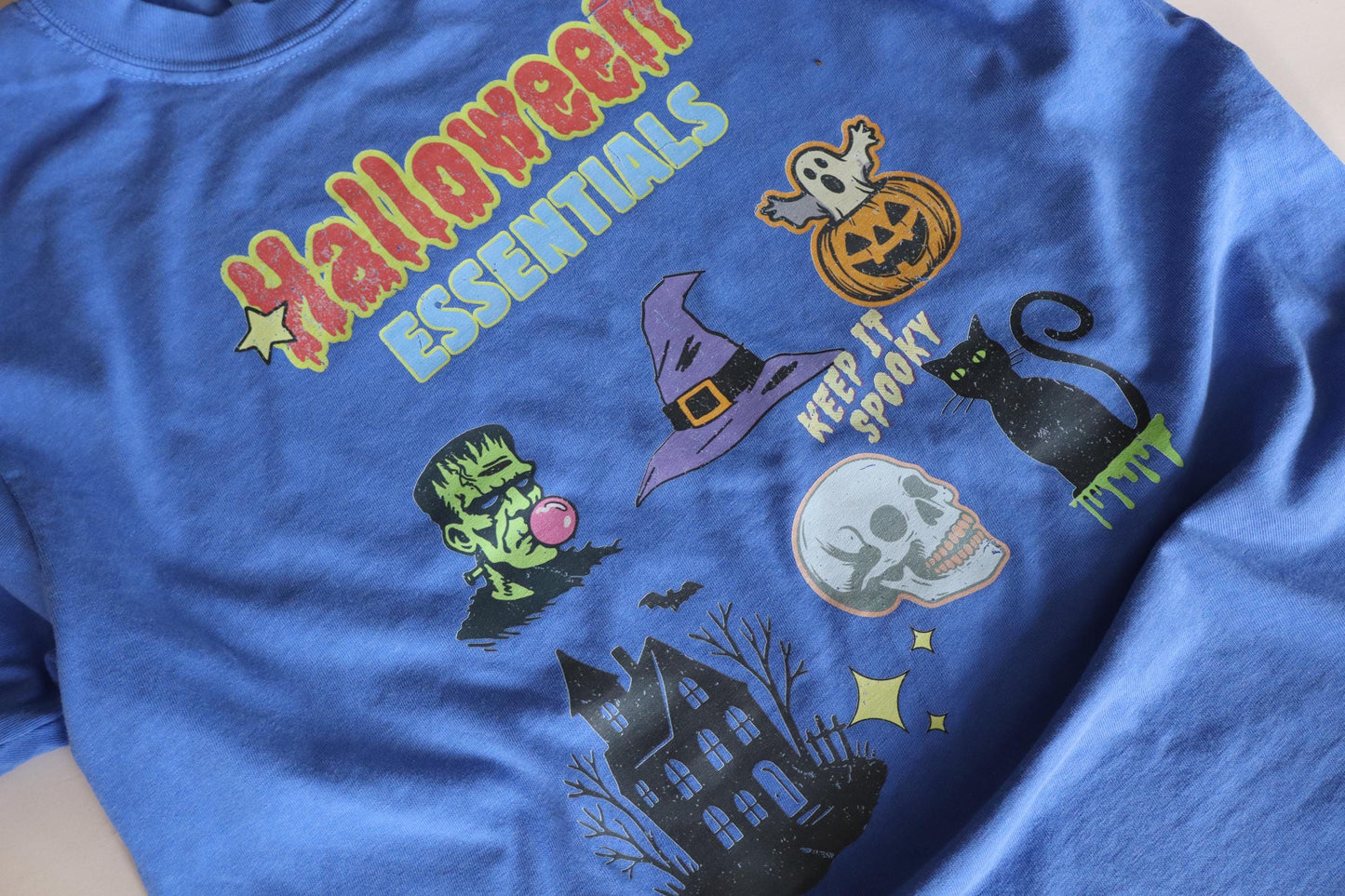 Halloween Essentials Shirt - Comfort Colors Graphic Tee | Cute Spooky Season Shirt | Fall Pumpkin Patch Tee | Witchy Retro Halloween T-Shirt