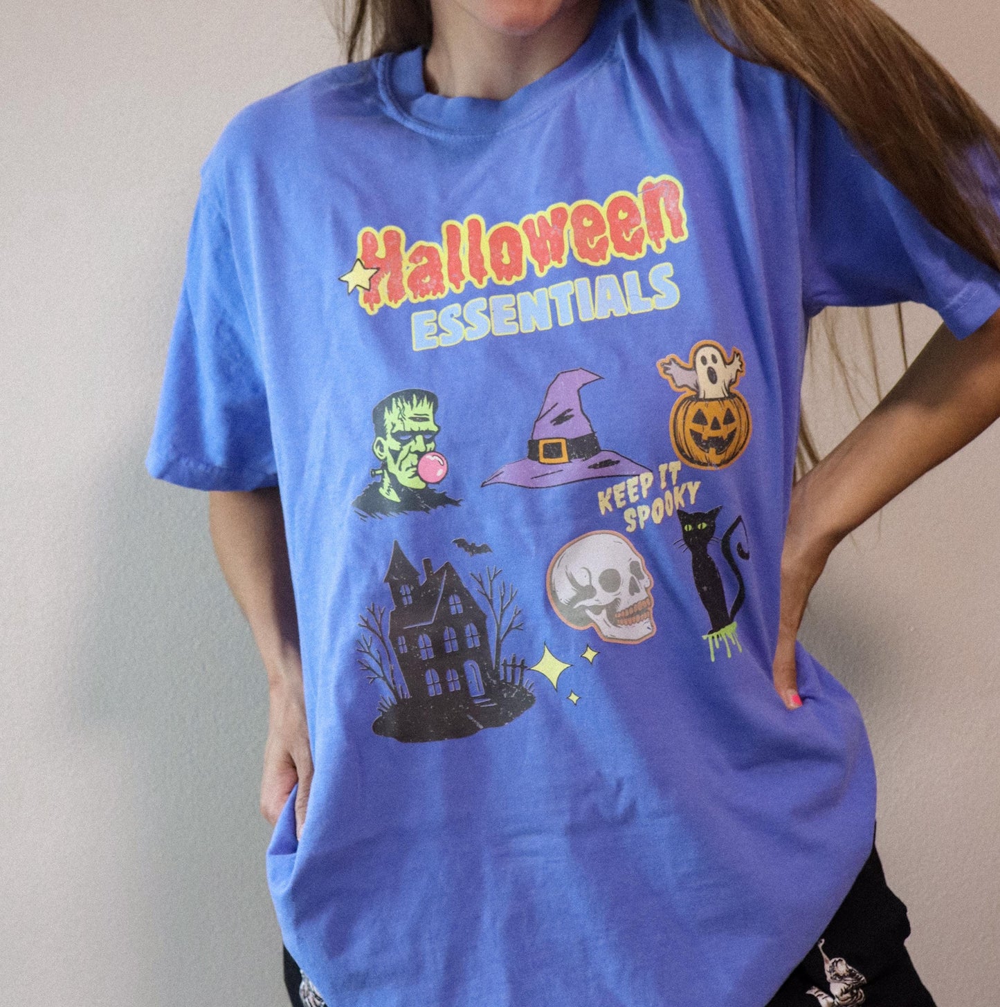 Halloween Essentials Shirt - Comfort Colors Graphic Tee | Cute Spooky Season Shirt | Fall Pumpkin Patch Tee | Witchy Retro Halloween T-Shirt