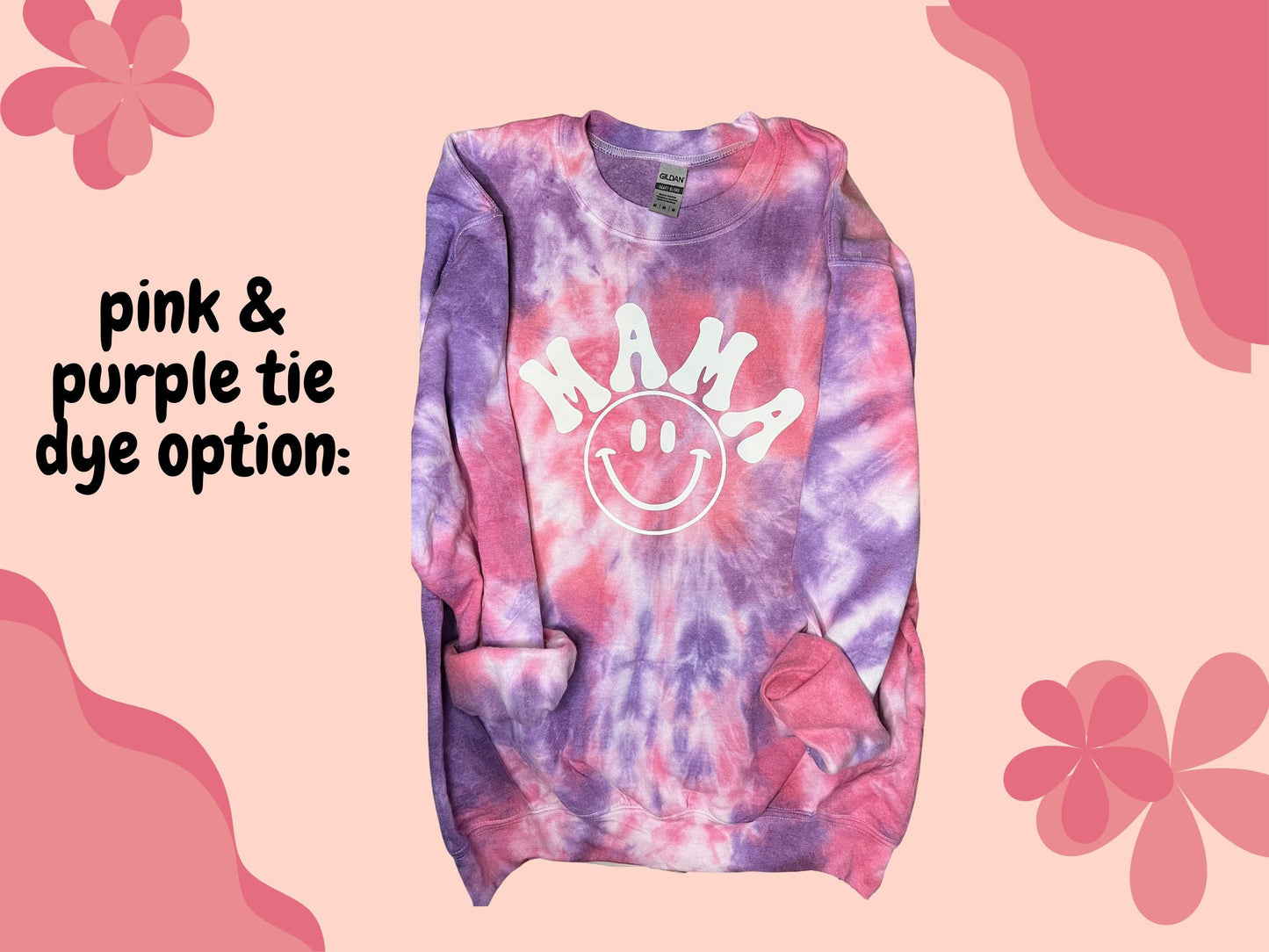 Mama Sweatshirt, Retro Mama Sweatshirt, Boho Mama Crewneck, Baby Shower Gift, Gift for Mom, Tie Dye Happy Face Sweatshirt, Boho Gift
