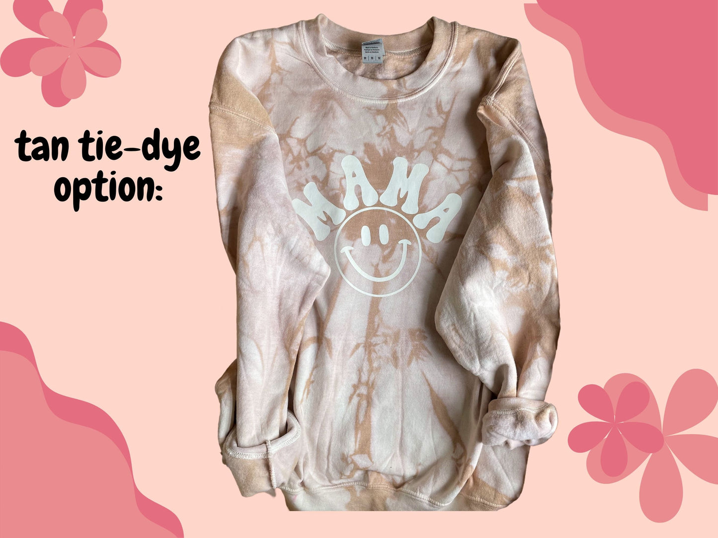 Mama Sweatshirt, Retro Mama Sweatshirt, Boho Mama Crewneck, Baby Shower Gift, Gift for Mom, Tie Dye Happy Face Sweatshirt, Boho Gift