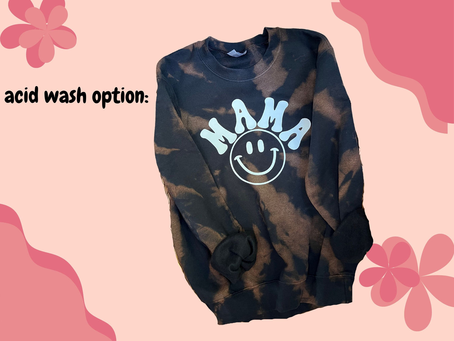 Mama Sweatshirt, Retro Mama Sweatshirt, Boho Mama Crewneck, Baby Shower Gift, Gift for Mom, Tie Dye Happy Face Sweatshirt, Boho Gift