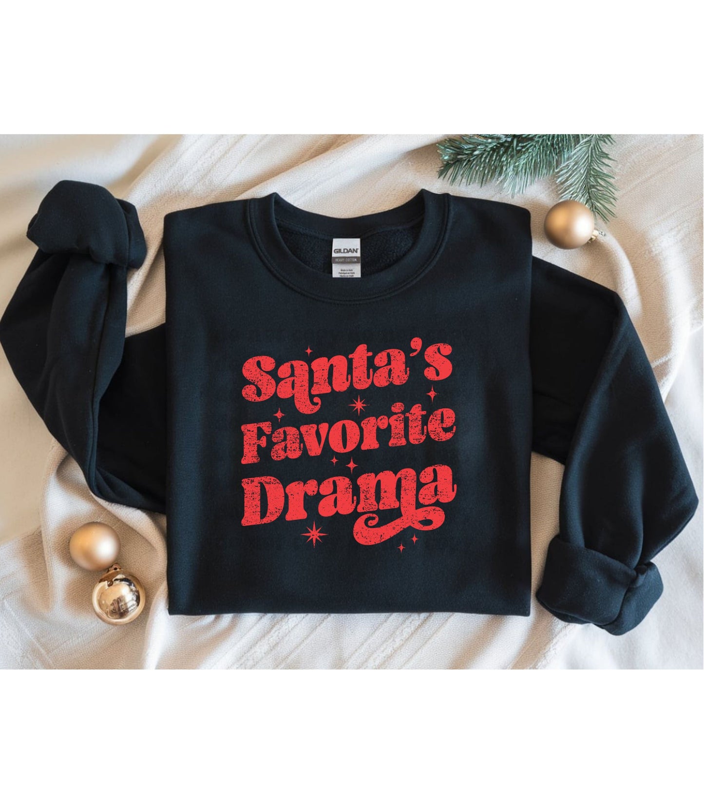 Santa’s Favorite Drama Crewneck, Women’s Holiday Crew