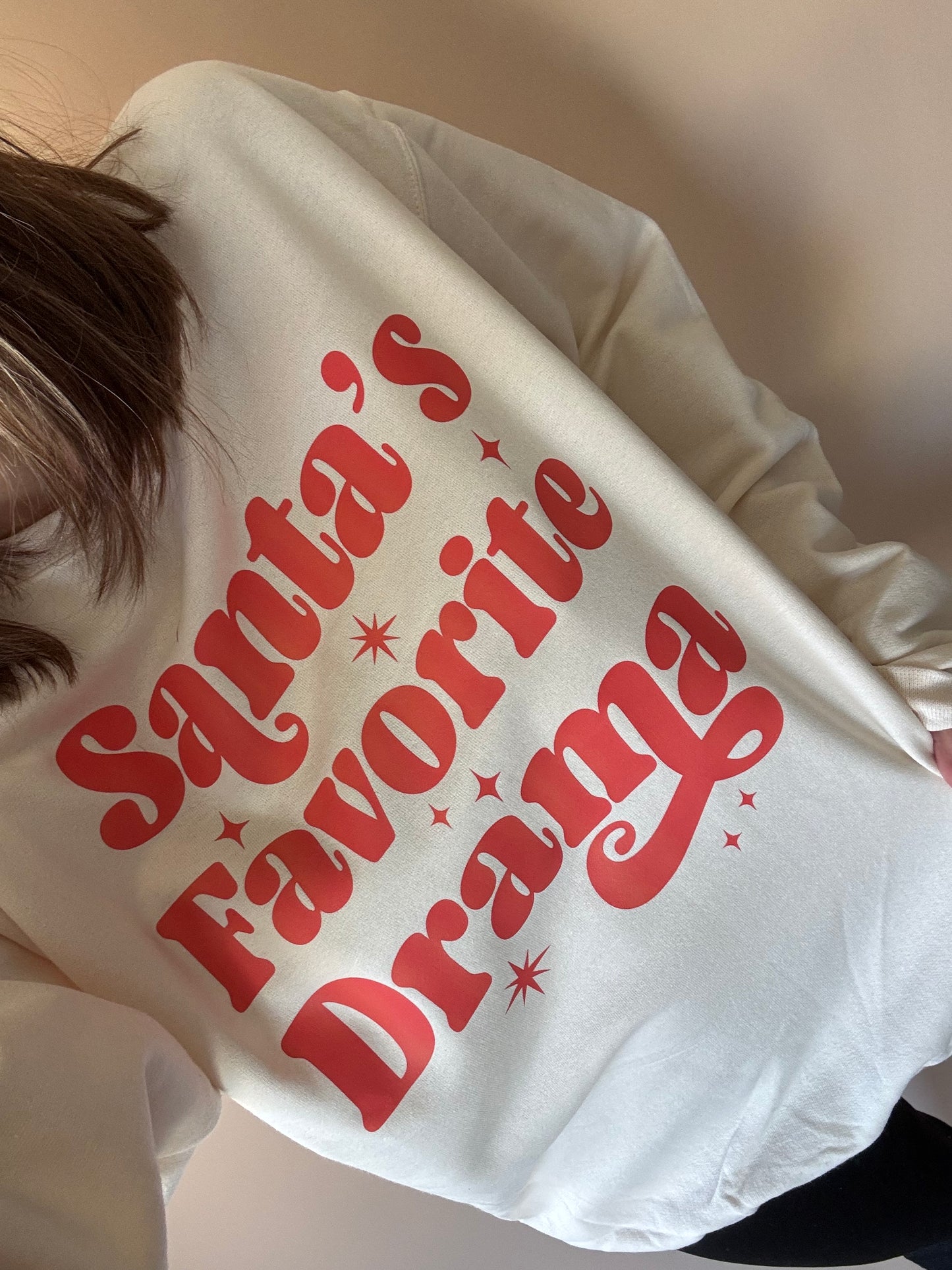 Santa’s Favorite Drama Crewneck, Women’s Holiday Crew