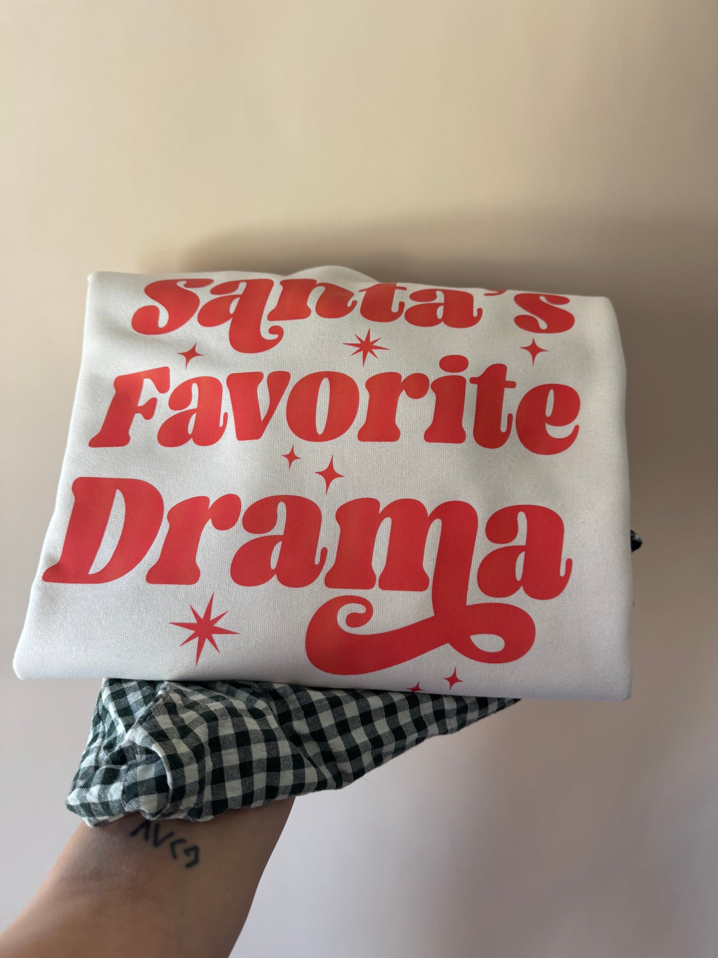 Santa’s Favorite Drama Crewneck, Women’s Holiday Crew