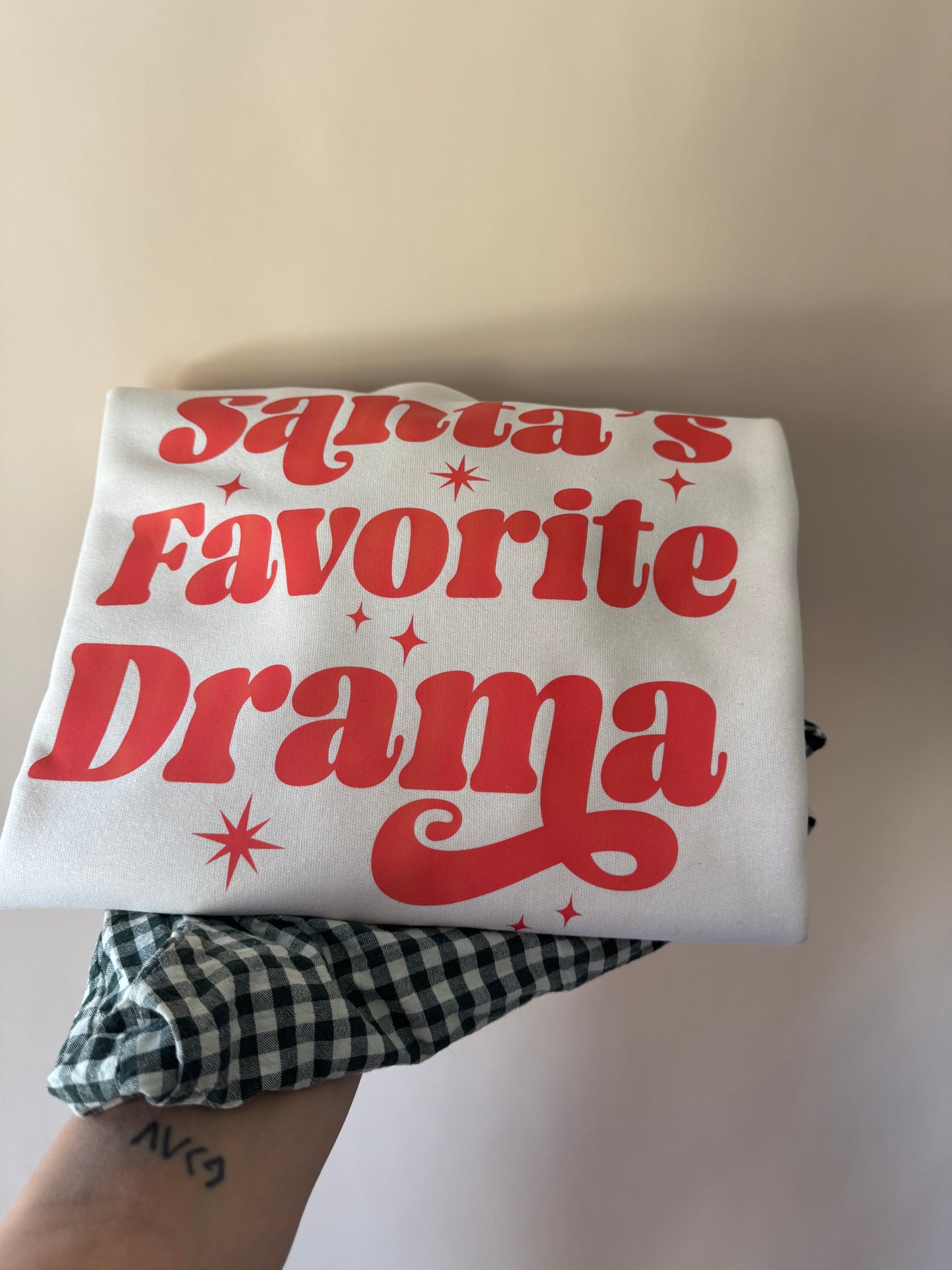 Santa’s Favorite Drama Crewneck, Women’s Holiday Crew