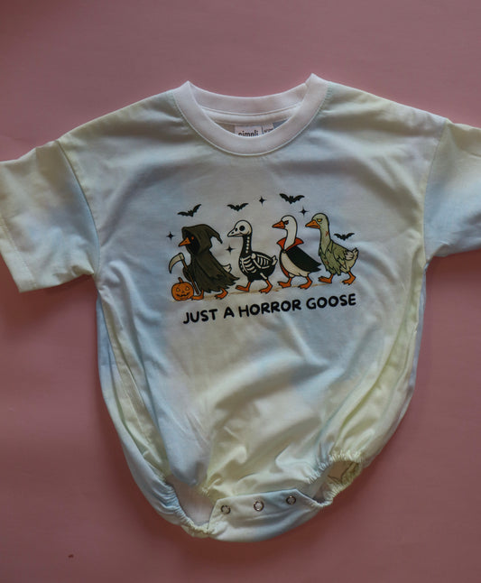 SIZE 6-12M HORROR GOOSE BUBBLE ROMPER