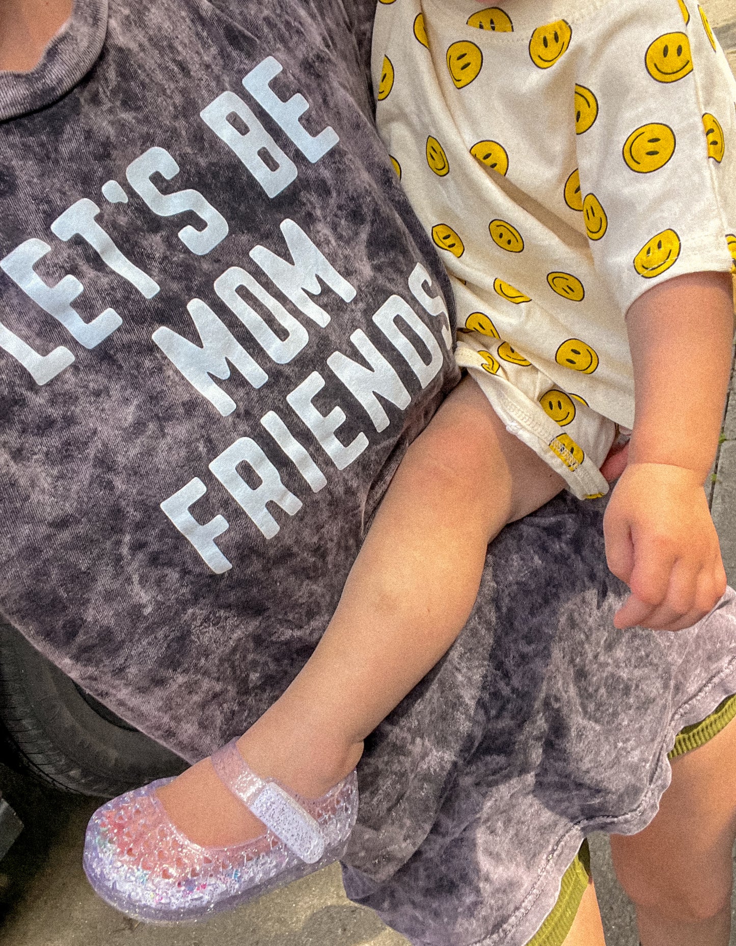 Let's Be Mom Friends Tee - Stylish Mineral Acid Wash - Comfy Mom Shirt | Mineral Acid Wash Tee, Trendy Graphic Mom Tee, Cute Tee for Mommy