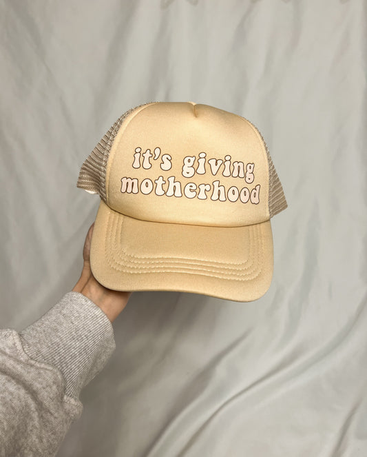 Beige Trucker Hat, Women's Trucker Hat, Motherhood Hat, Gift for Mom, VALENTINE'S DAY Gift for Mom, New Mom Gift, Baby Shower Gift for Mom, Golden