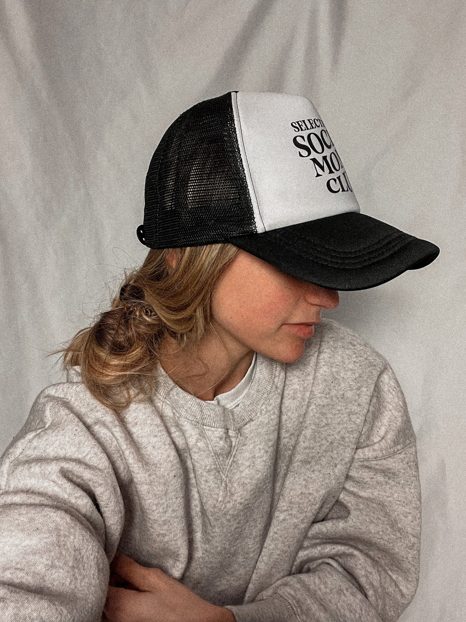 TRENDY TRUCKER HAT | Selectively Social Moms Club Trucker Hat | VALENTINE'S DAY Gift for Moms | Black Trendy Hat | Best Gifts for Moms |