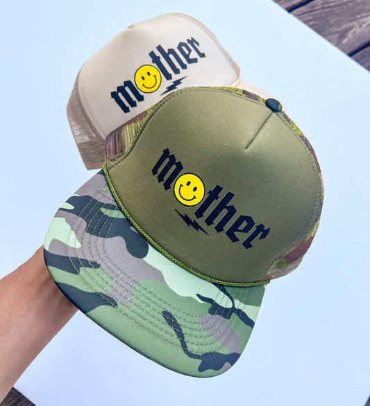 MOTHER Trucker Hat, Mama Trucker Hat, Beige Trucker Hat Women, Best Gifts for Mom, Mother's Day Gift for Mom, Camo Trucker Hat for Moms