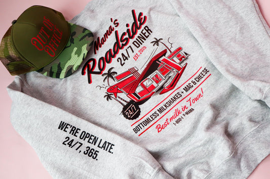 Mama’s Diner Graphic Sweatshirt, Funny Nursing Mom Crewneck, Breastfeeding Gift for Mom, Retro Oversized Mom Sweater Trendy Mom Life Apparel