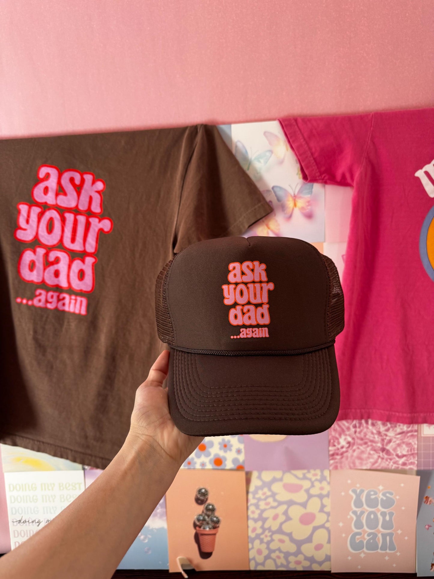 Go Ask Your Dad Trucker Hat, Mama Trucker Hat, BROWN Trucker Hat Women, GIFT for Her, Trendy Trucker Hats for Women, Mother’s Day Gift Mom