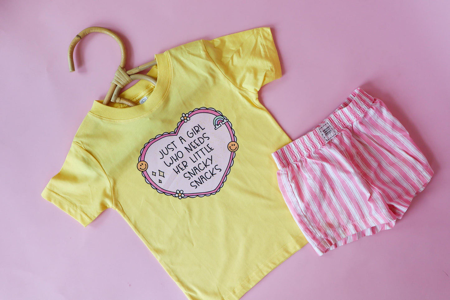 Funny Toddler Girl Snack T-Shirt, Butter Yellow Tee