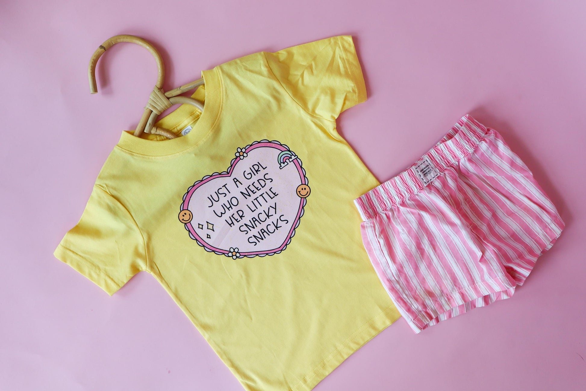 Funny Toddler Girl Snack T-Shirt, Butter Yellow Tee
