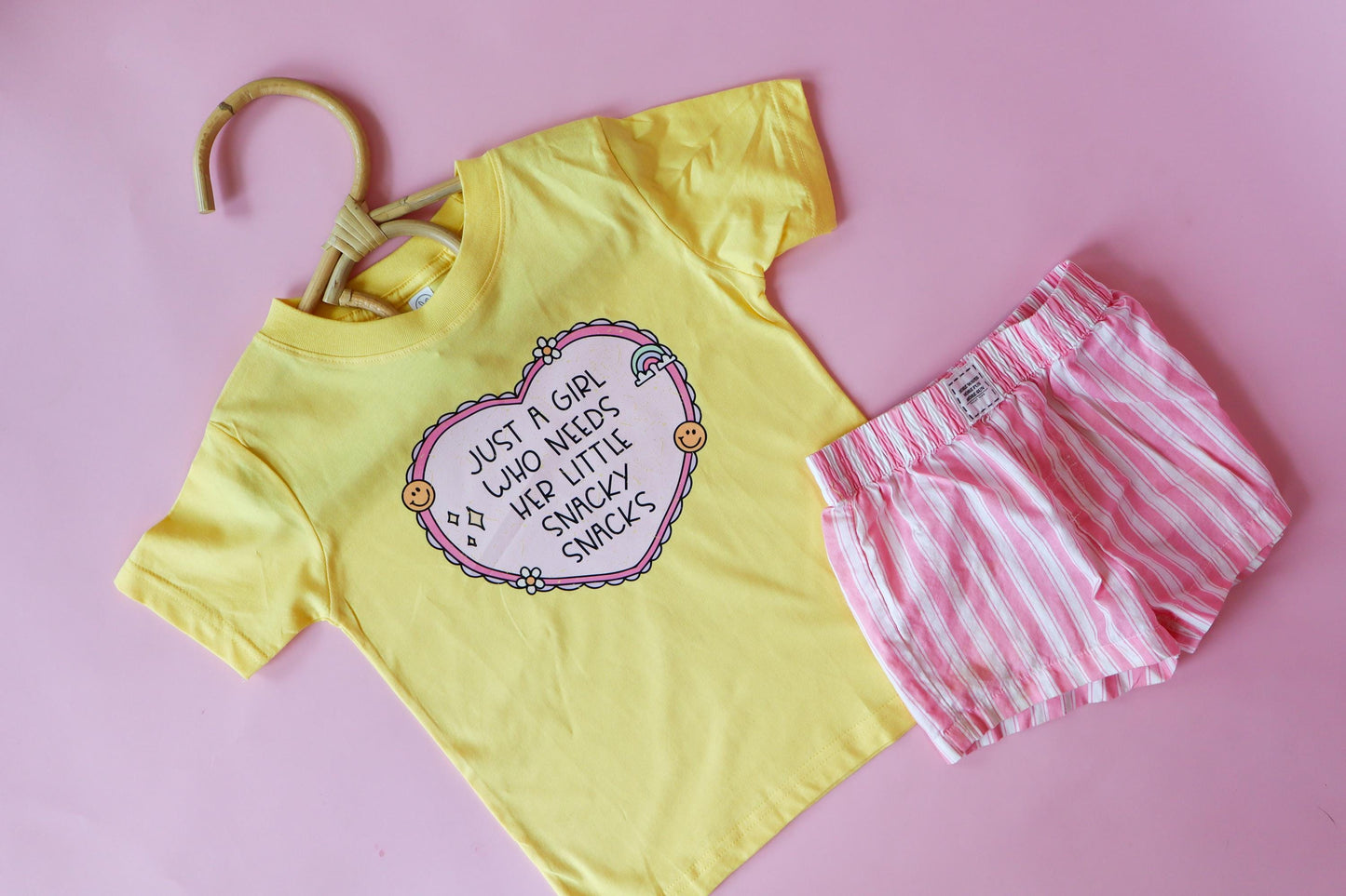 Funny Toddler Girl Snack T-Shirt, Butter Yellow Tee