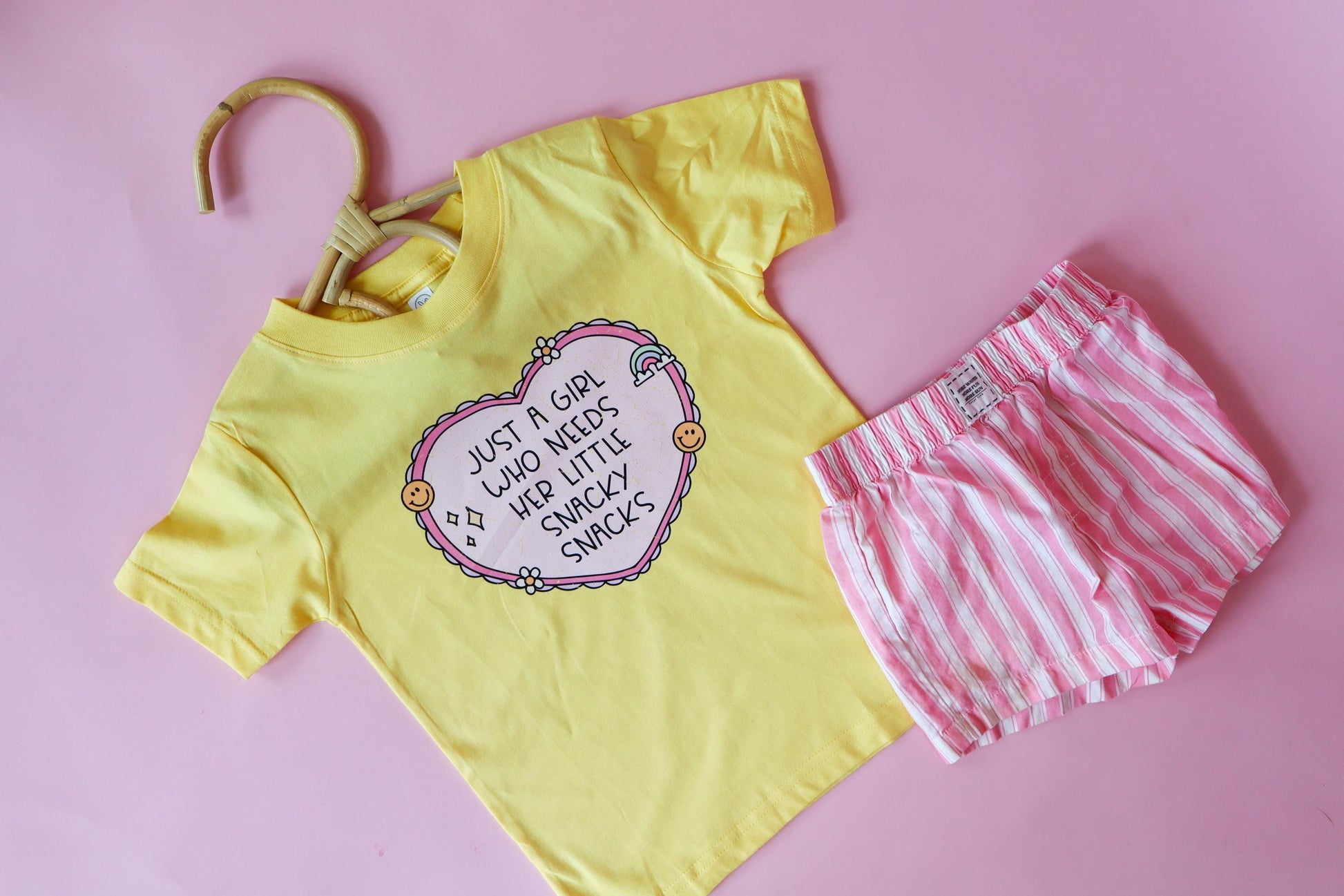 Funny Toddler Girl Snack T-Shirt, Butter Yellow Tee