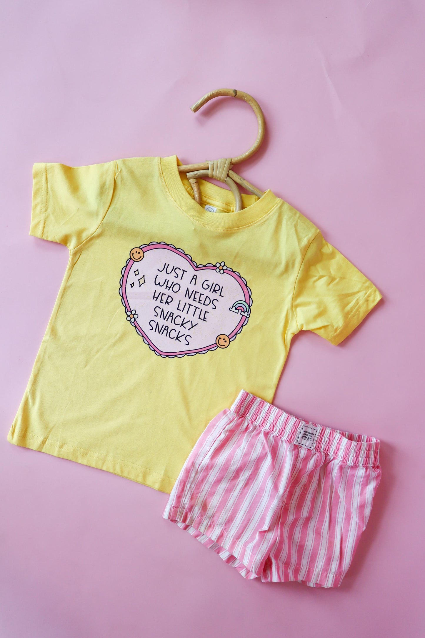 Funny Toddler Girl Snack T-Shirt, Butter Yellow Tee