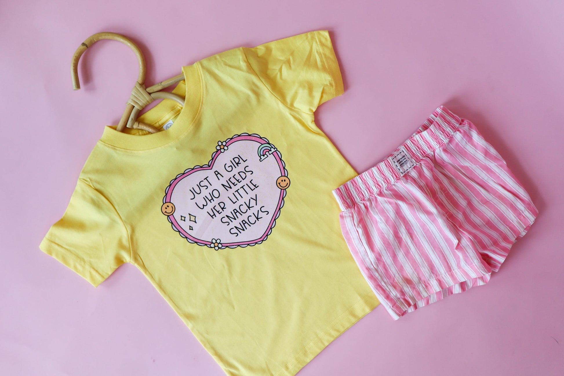 Funny Toddler Girl Snack T-Shirt, Butter Yellow Tee