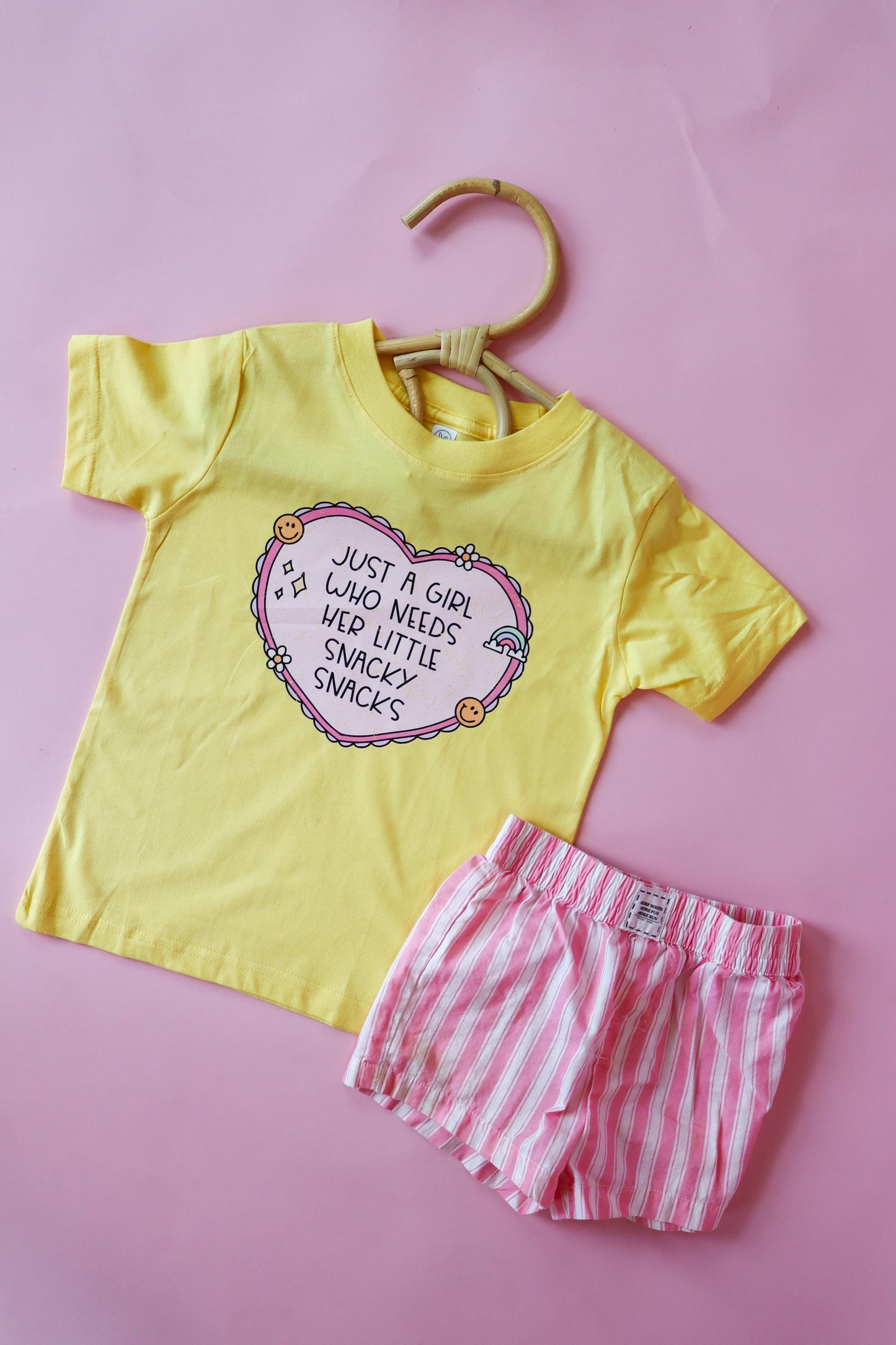 Funny Toddler Girl Snack T-Shirt, Butter Yellow Tee