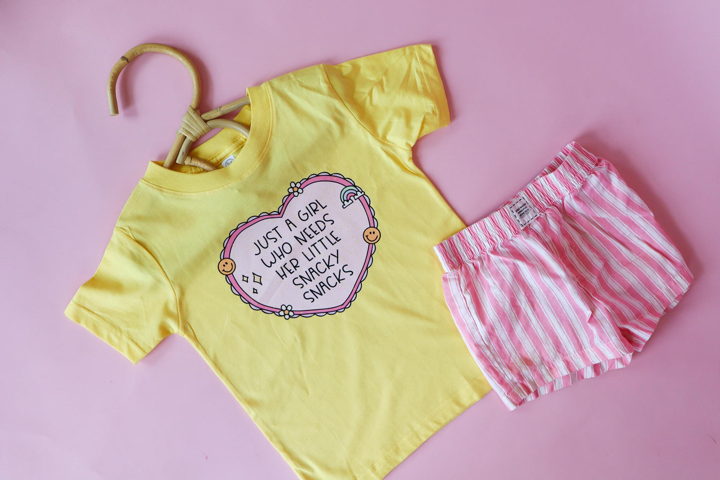 Funny Toddler Girl Snack T-Shirt, Butter Yellow Tee
