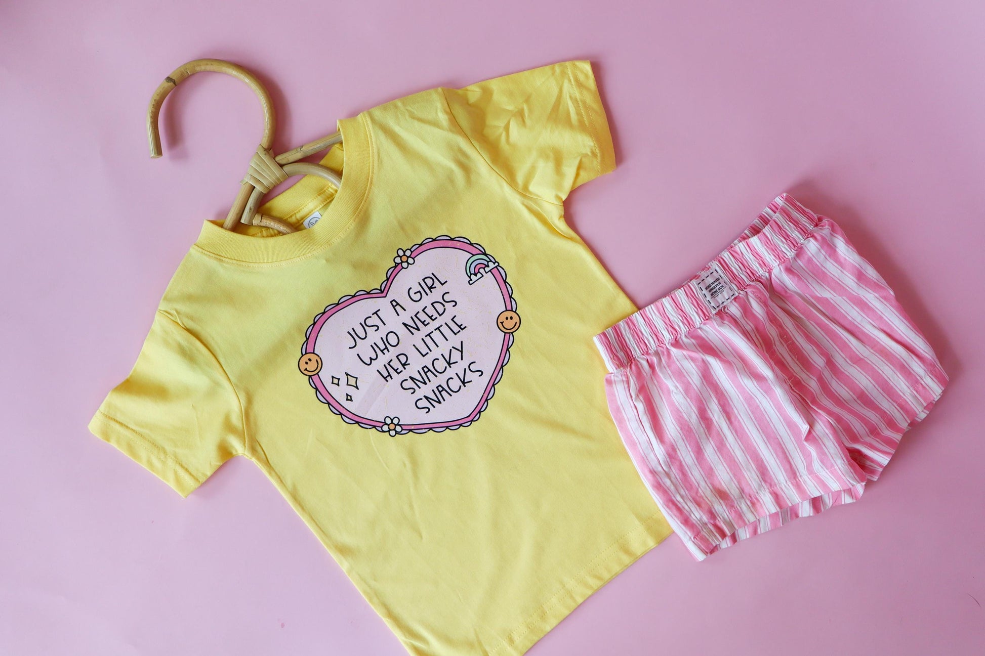 Funny Toddler Girl Snack T-Shirt, Butter Yellow Tee