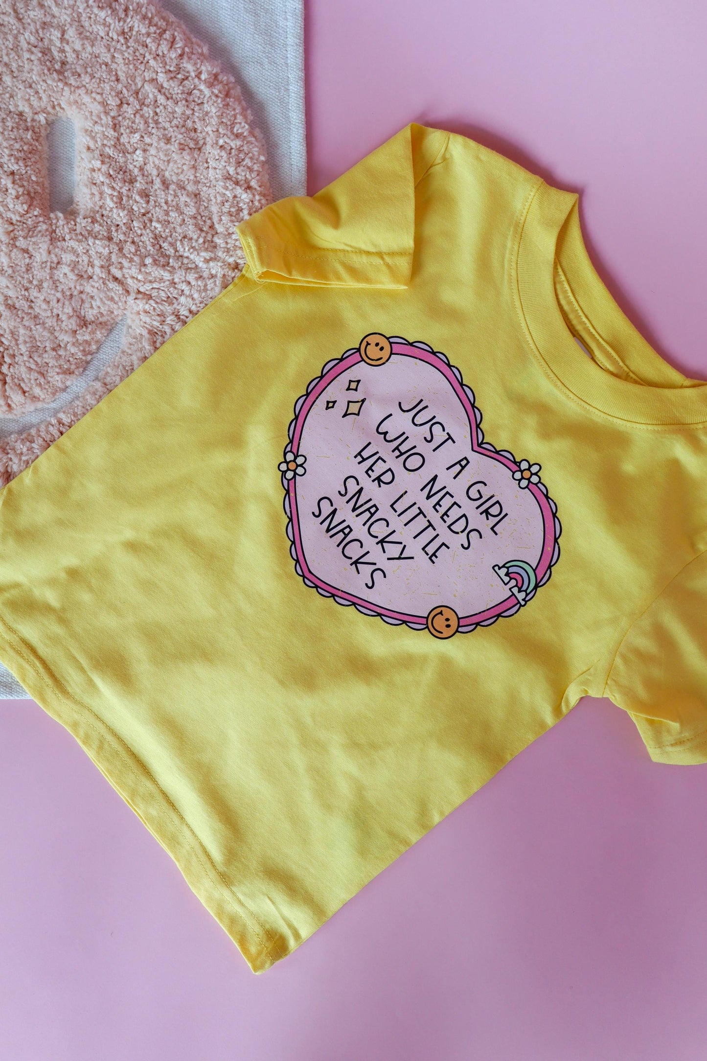 Funny Toddler Girl Snack T-Shirt, Butter Yellow Tee