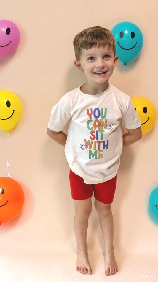 You Can Sit With Me Tee Kids, Back to School Shirt, Retro Inclusion Shirt for Kids, Neutral Kids Tee, First Day of School Tee, Kindergarten