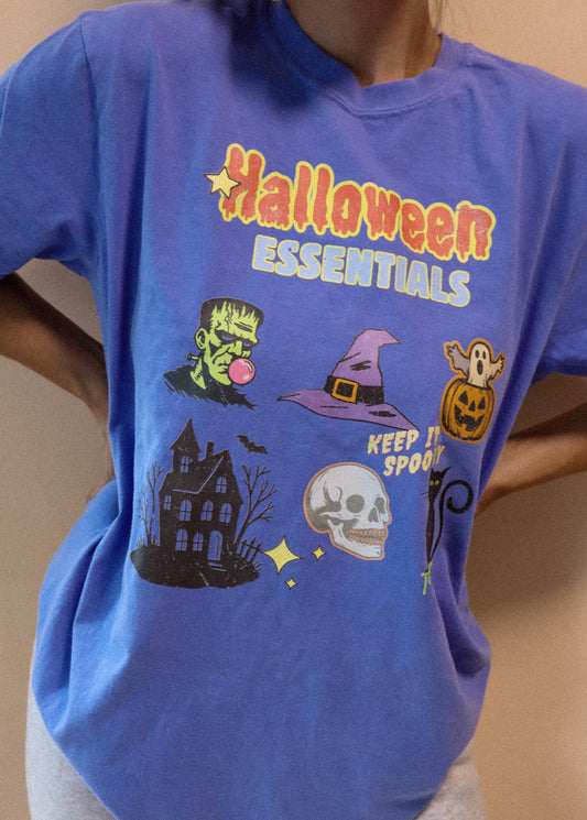 Halloween Essentials Shirt - Comfort Colors Graphic Tee | Cute Spooky Season Shirt | Fall Pumpkin Patch Tee | Witchy Retro Halloween T-Shirt