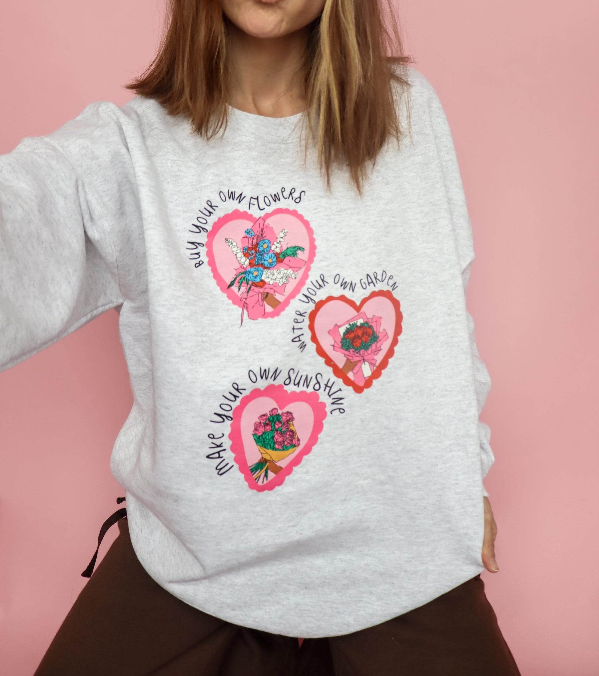 heart floral graphics with various inspirational phrases