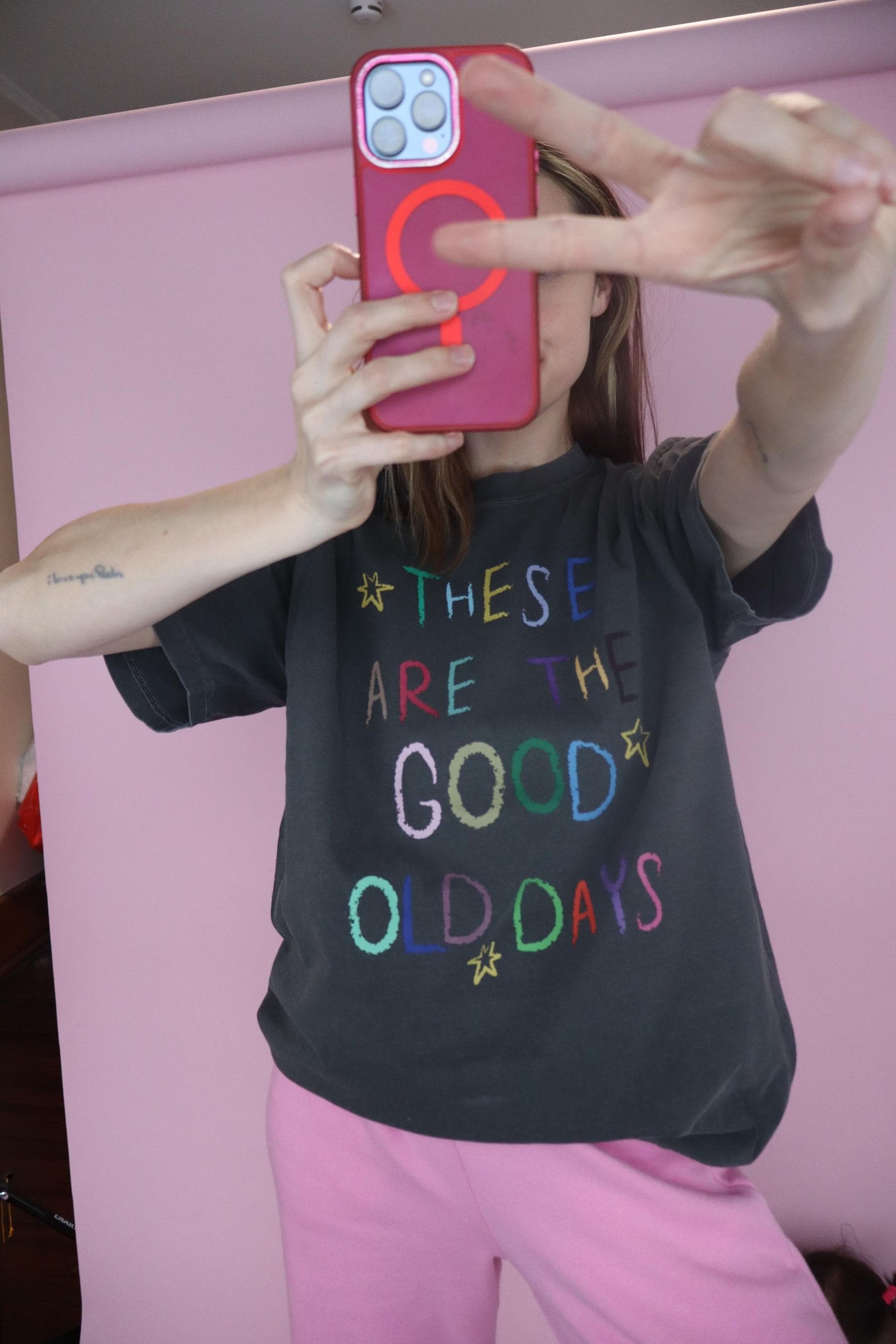 These Are the Good Old Days Shirt, Rainbow Handwritten Tee, Comfort Colors® T Shirt, Nostalgic Quote Shirts, Everyday Graphic Tee,