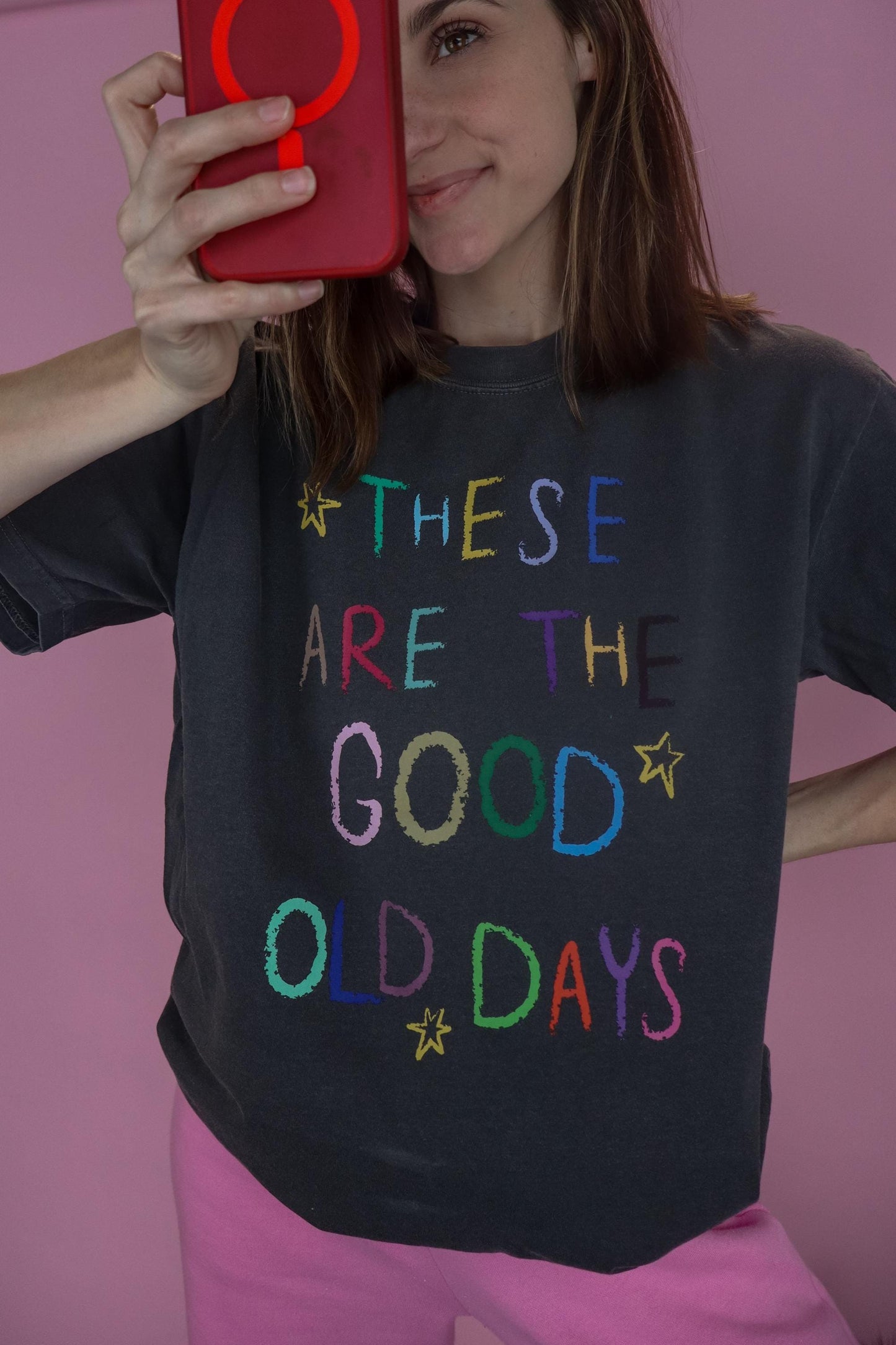 These Are the Good Old Days Shirt, Rainbow Handwritten Tee, Comfort Colors® T Shirt, Nostalgic Quote Shirts, Everyday Graphic Tee,