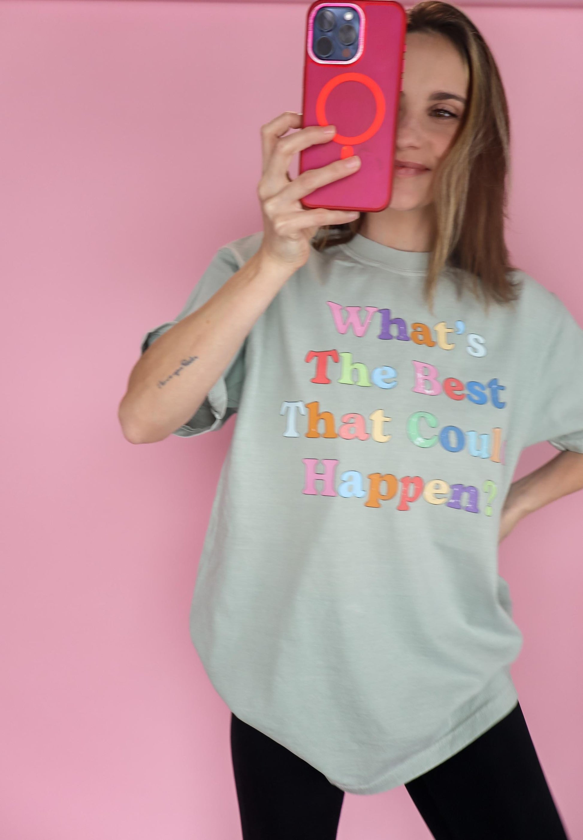 rainbow serif bubble font with positive message