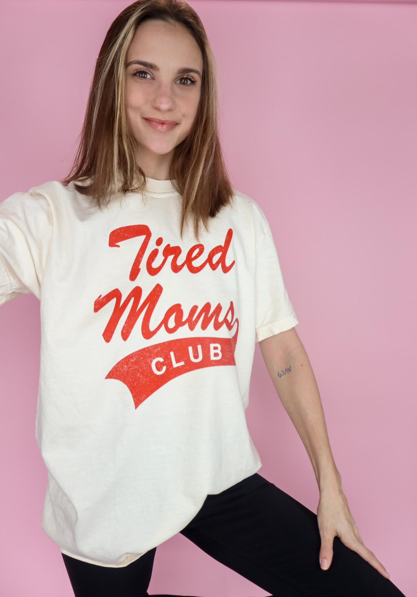 Tired Moms Club T-shirt: Ivory Comfort Colors® Athletic Dept Mom Shirt, Valentine's Day Gift for Mom