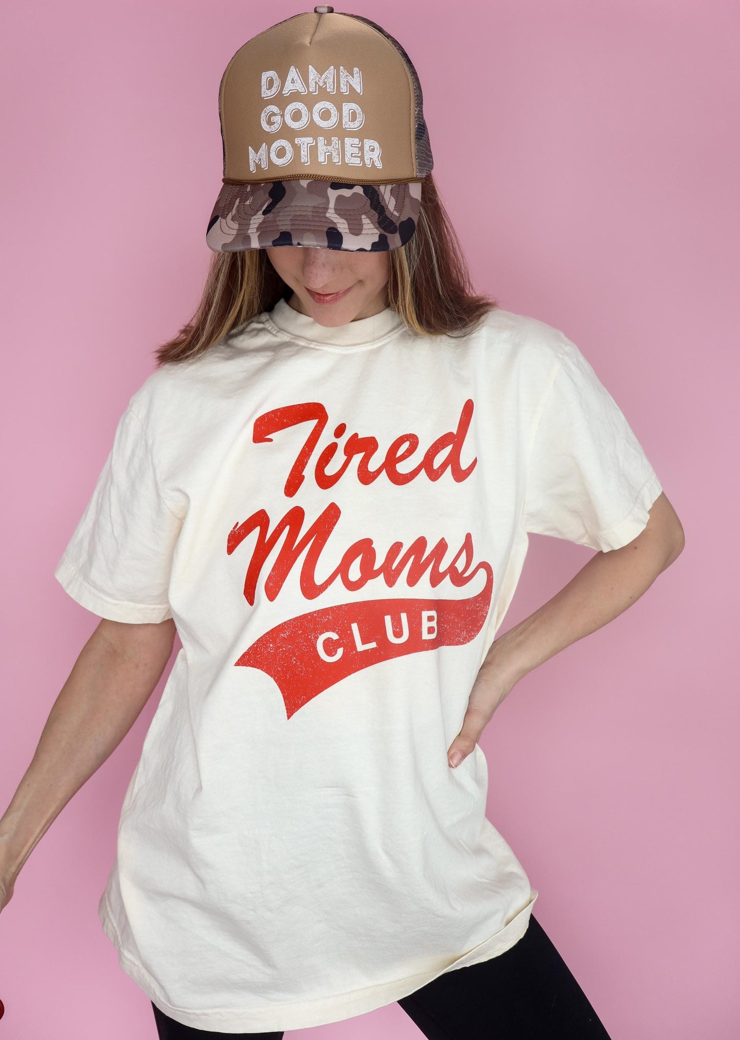 Tired Moms Club T-shirt: Ivory Comfort Colors® Athletic Dept Mom Shirt, Valentine's Day Gift for Mom