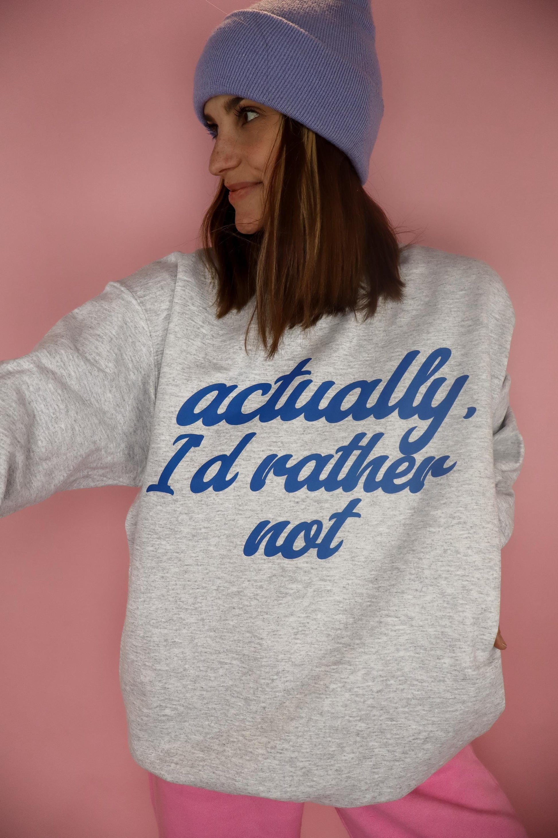 actually I'd rather not sweatshirt, funny quote crewneck