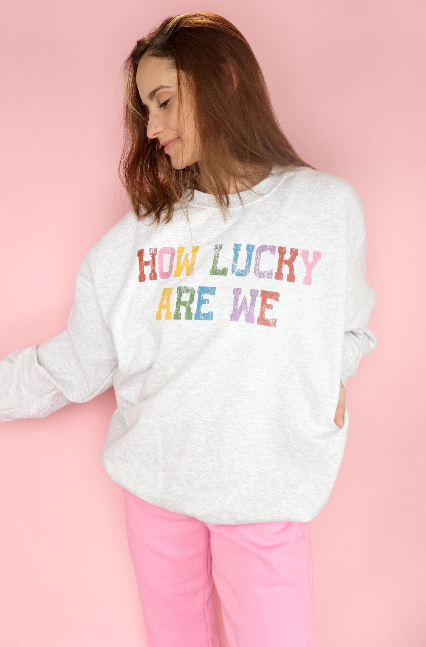 HOW LUCKY ARE WE SWEATSHIRT - COZY MOTHER'S DAY GIFTS FOR MOMS