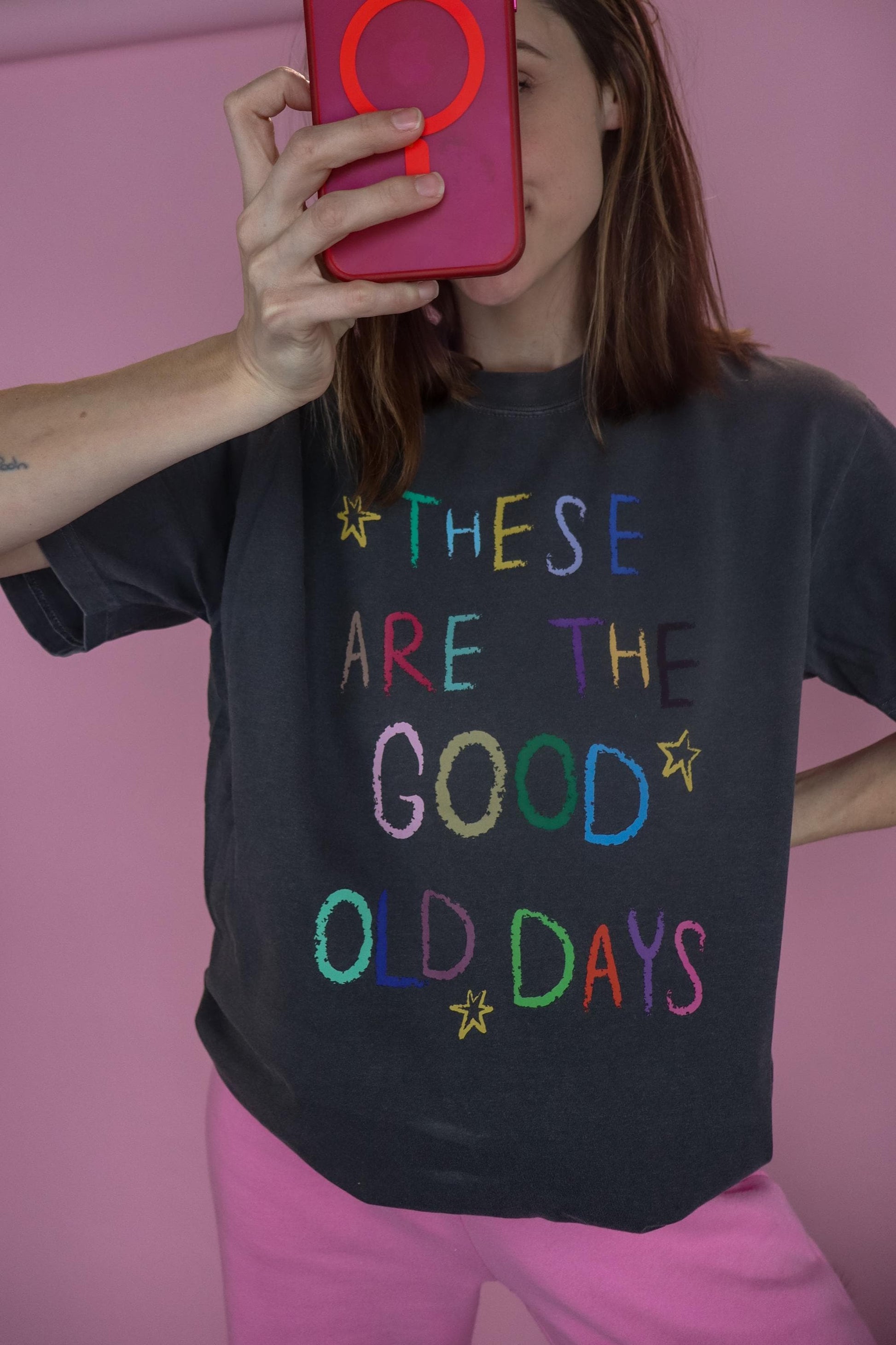 These Are the Good Old Days Shirt, Rainbow Handwritten Tee, Comfort Colors® T Shirt, Nostalgic Quote Shirts, Everyday Graphic Tee,