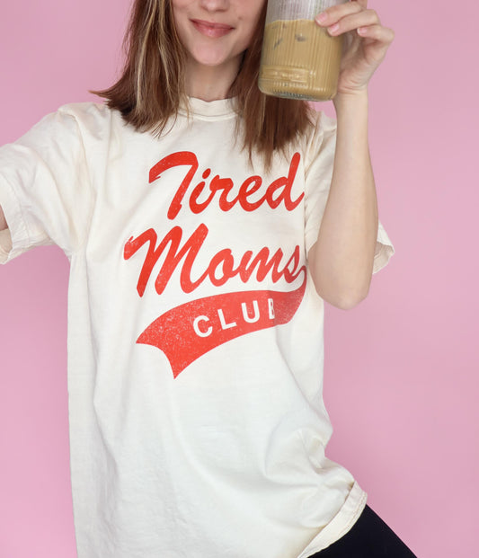 Tired Moms Club T-shirt: Ivory Comfort Colors® Athletic Dept Mom Shirt, Valentine's Day Gift for Mom