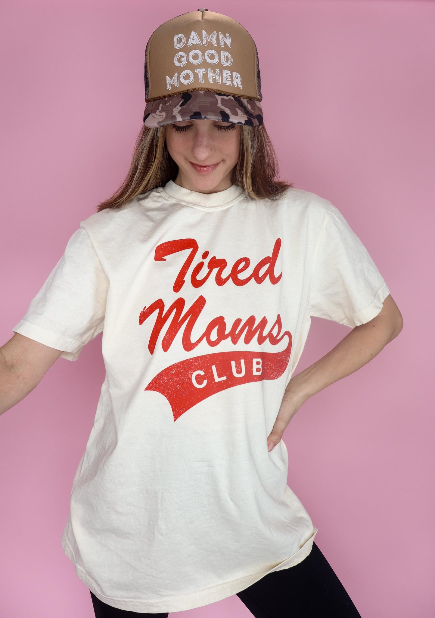 Tired Moms Club T-shirt: Ivory Comfort Colors® Athletic Dept Mom Shirt, Valentine's Day Gift for Mom